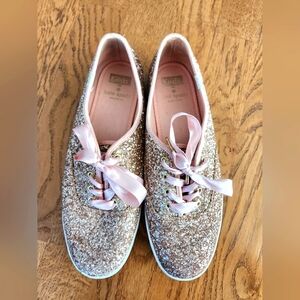Kate Spade X Keds collab pink sparkle shoes size 9
